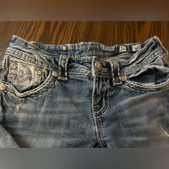 Miss Me distressed Denim Jeans women’s 26 bootcut light blue embellished bling - Picture 4 of 16